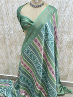 Pista Green Satin Stripes Saree 37
