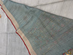 Green Tissue Linen Knot Work Saree 12
