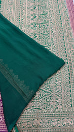 Wine n Green Pure Khadi Georgette Saree 04