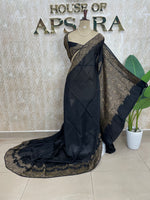 Black Banarasi Tussar Georgette Saree 308
