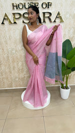 Baby Pink Linen Cotton Saree 303