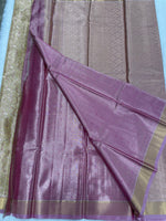Gold n Pink Brocade Semi Kanchi Tissue Saree