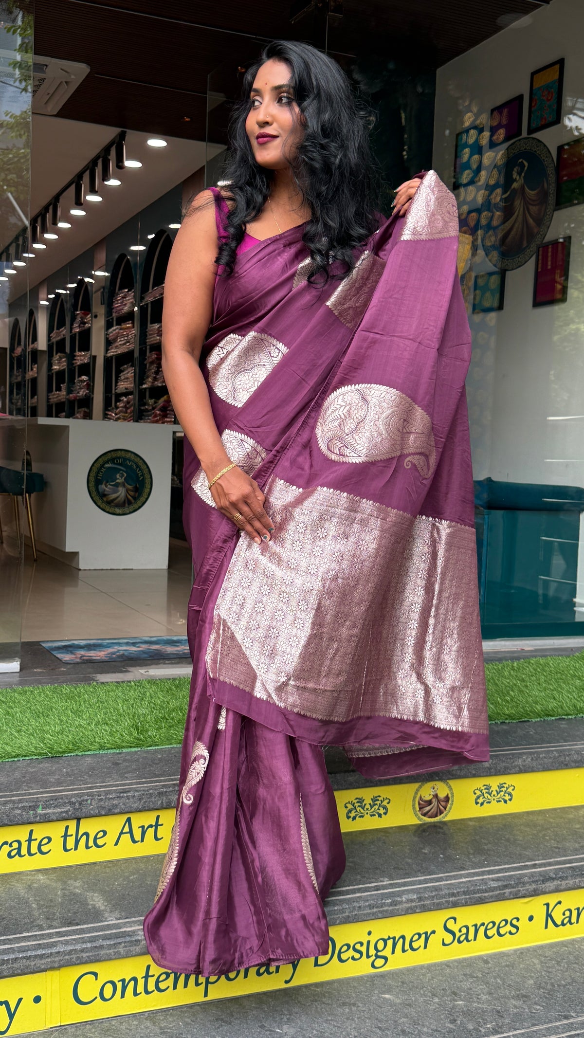 Wine Dola Crepe Silk Saree 25