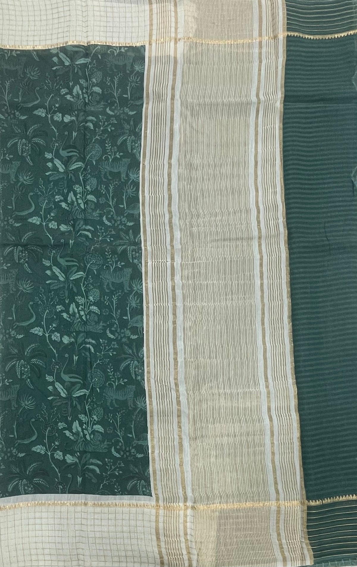 Green n Cream Assam Silk Saree 23
