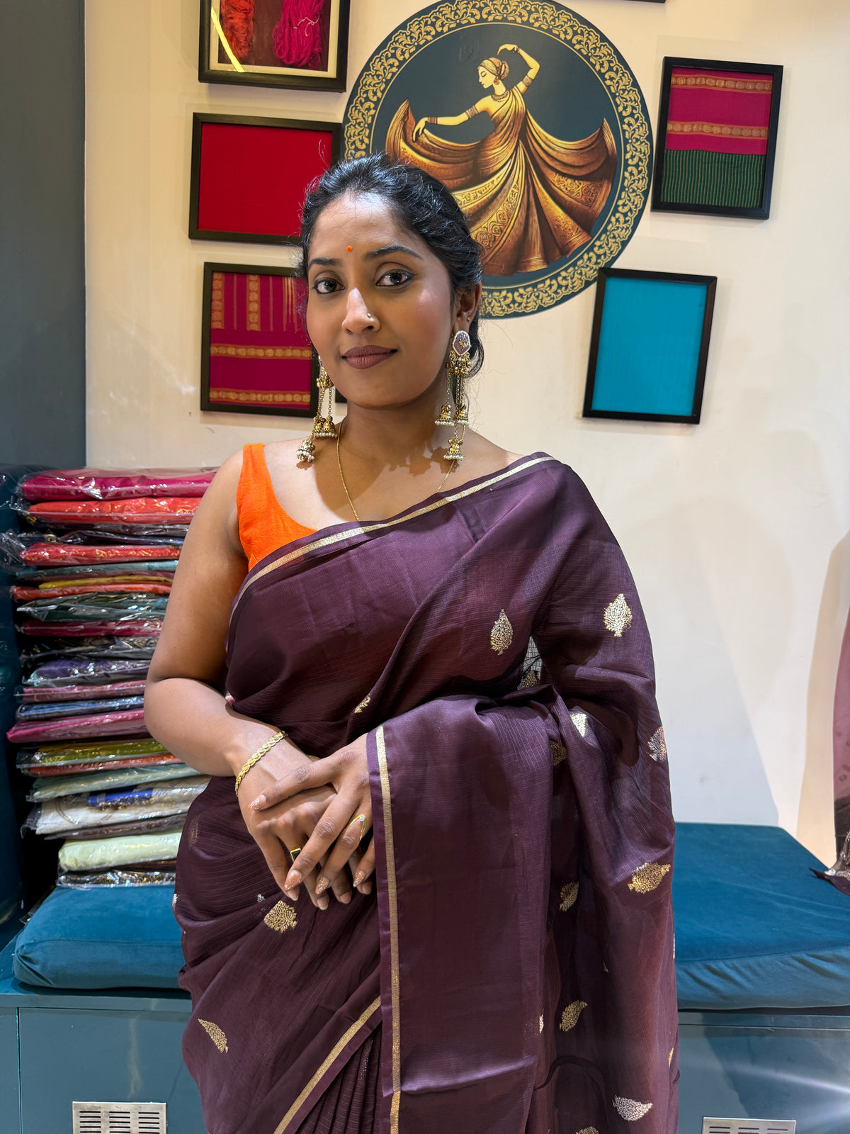 Brown n Orange Kota Doriya Saree 312