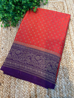 Orange n Purple Banarasi Crepe Saree