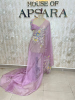 Lilac Soft Organza Embroidery Saree 40