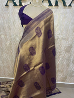 Gold n Purple Soft Tissue Saree 11