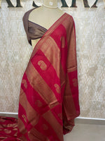 Rani Pink Tussur Self With Contrast Blouse Saree 36