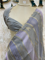 Grey Crepe n Tissue Fusion Saree 88