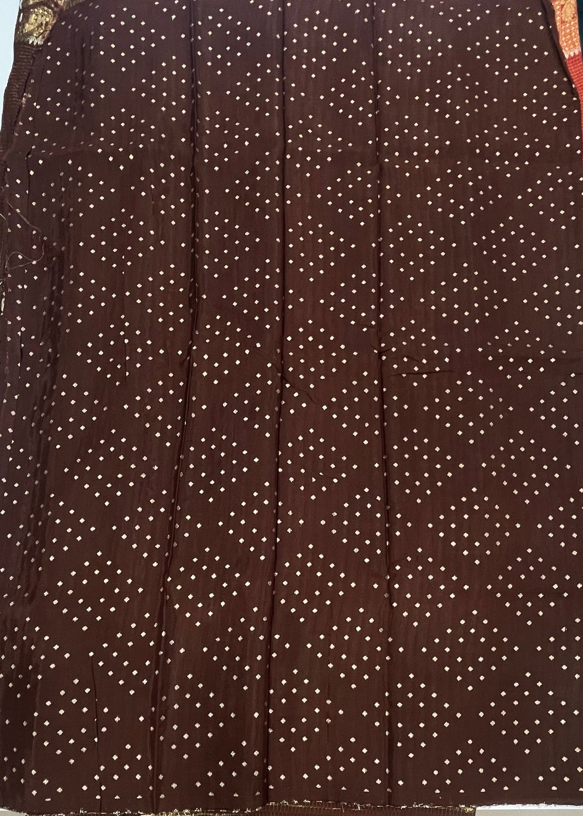 Orange n Brown Checks Cotton Silk Saree 13