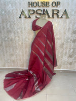 Maroon Jute Lenin Saree 78