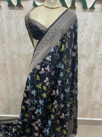 Black Brocade Georgette Saree 26