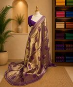 Gold n Purple Soft Tissue Saree 11