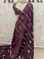 Maroon Soft Silk Stripes Saree 48