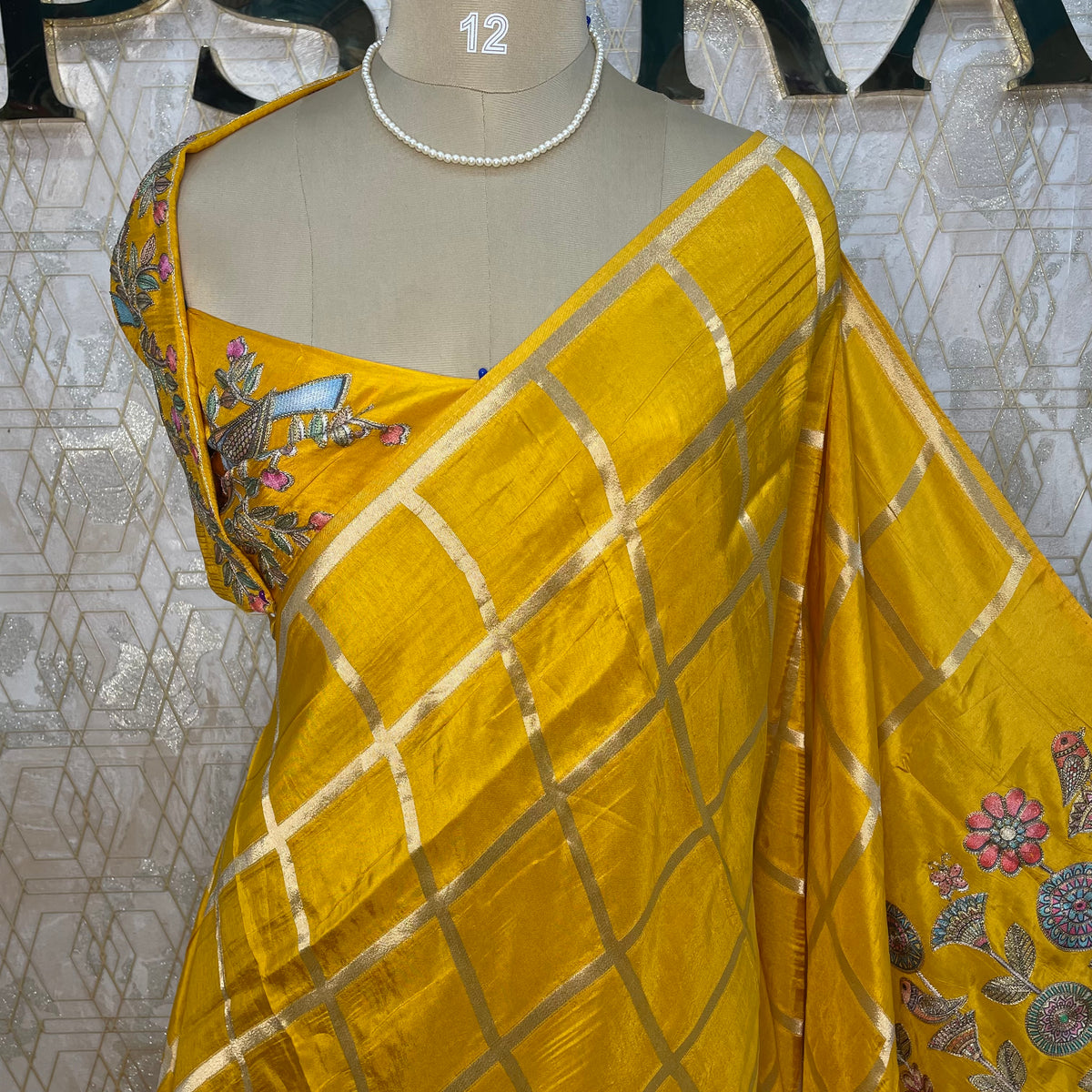 Yellow Pashmina Silk saree 315