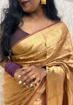 Gold n Brown Pure Tissue Brocade Saree 11