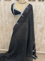 Black Soft Cotton Handloom Saree 50