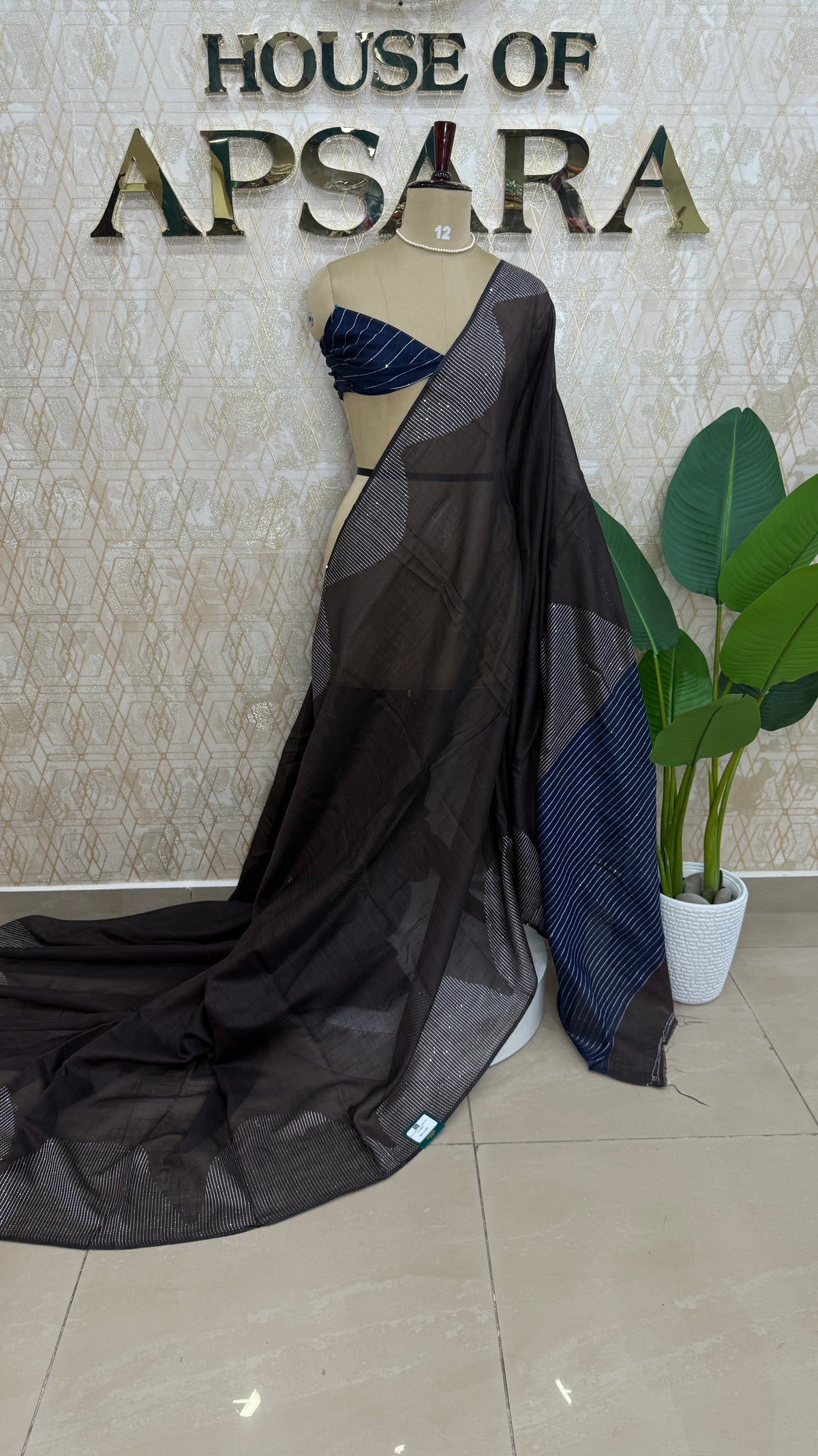 Dark Brown Linen Cotton Saree 303