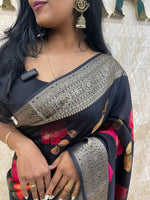 Black Dola Crepe Digital Print Saree 25