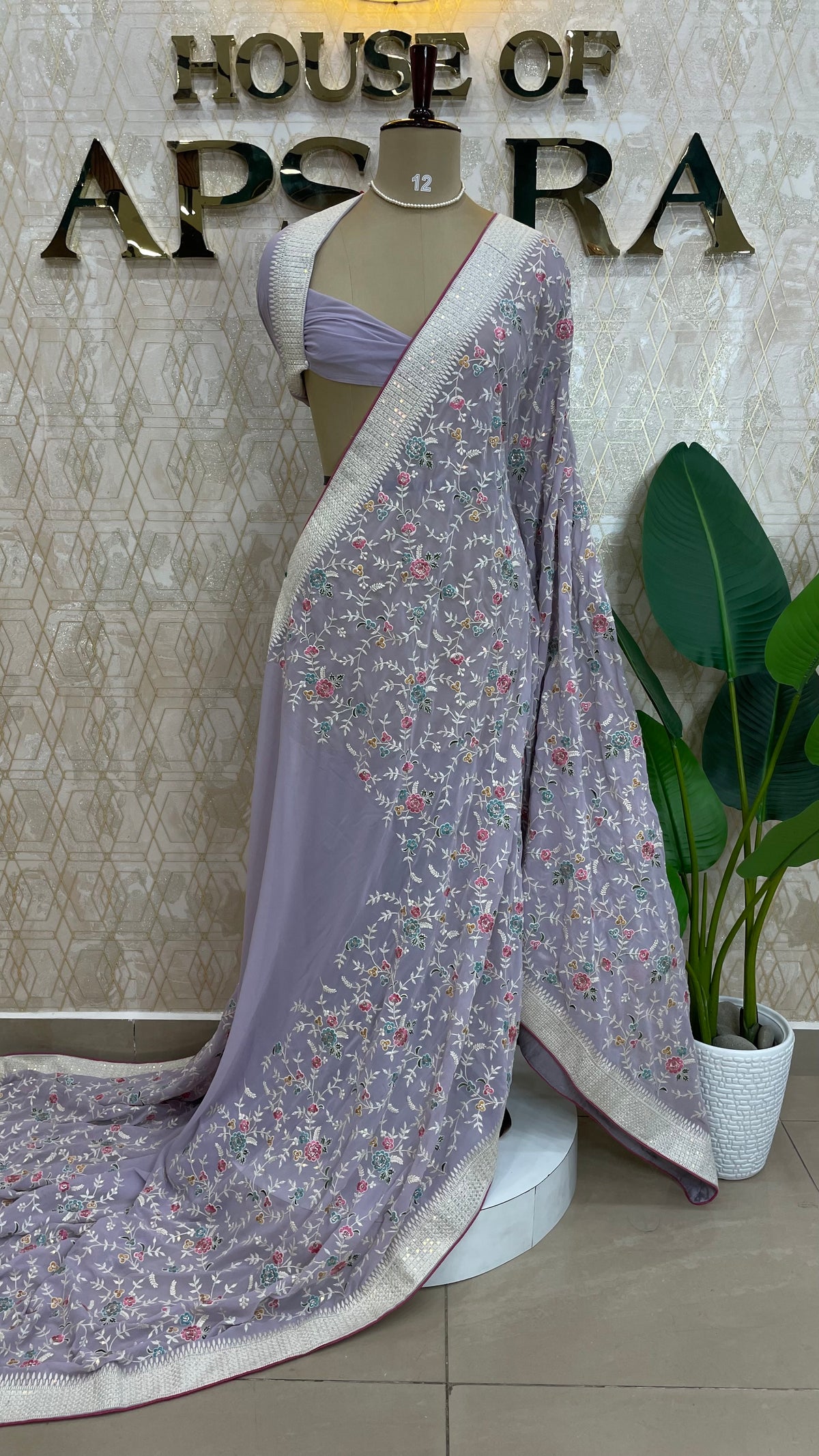 Lavender Handwork Designer Partyware Saree 97