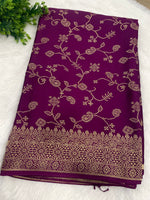 Wine Satin Mashru Silk Saree 07