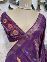Purple Crepe Handwork Saree 206