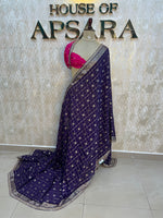 Purple Wrinkle Chiffon Saree Traditional Concept