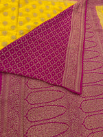 Yellow Pure Banarasi Big Butta Crepe Saree 03