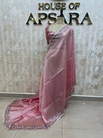 Pink Tissue Embroidery Work Saree 17