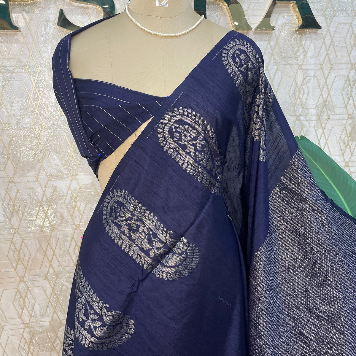 Navy Blue Banarasi Tussar Georgette Saree 307
