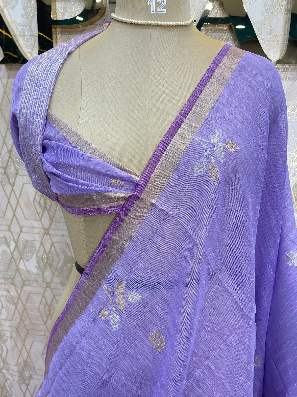Lavender Jute Lenin Saree 68