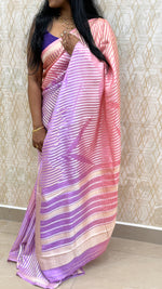 Peach n Lilac Soft Tissue Contemporary Design Saree 30