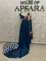 Navy Blue Digital Print Satin Saree 41