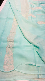 Sky Blue With Silver Zari Pure Khaddi Chiffon