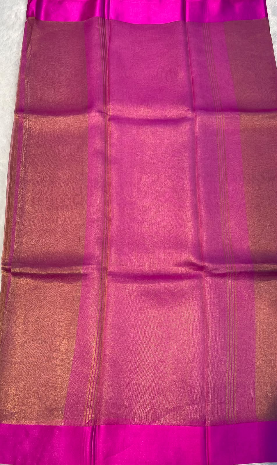 Gold n Pink Pure Tissue Organza Saree 11
