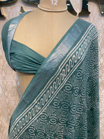 Sea Green Batik Print Lenin Saree 67