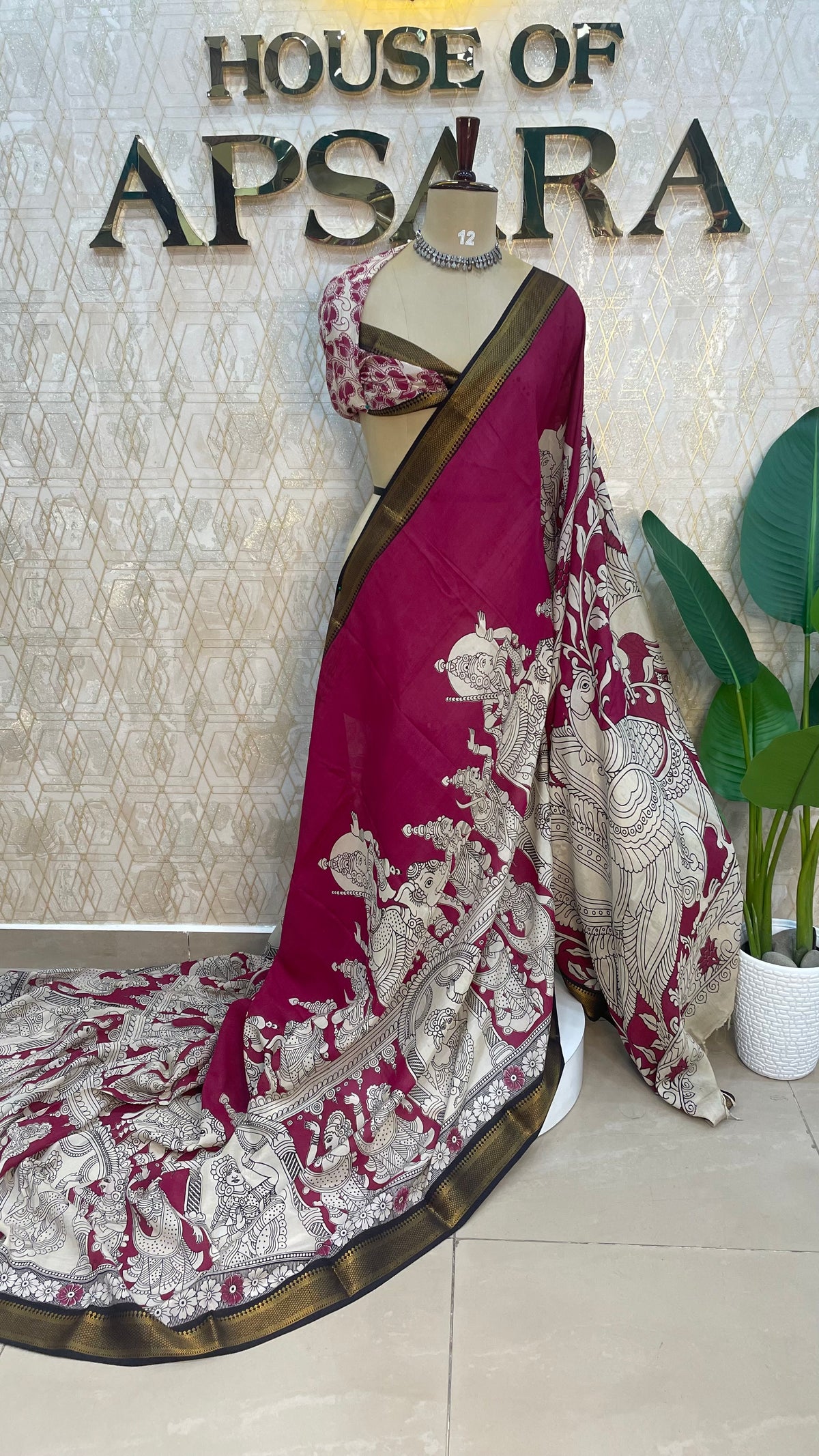 Pink Pen Kalamkari Saree 104