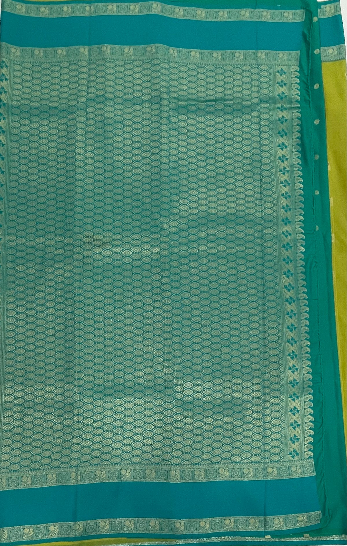Pista Green n Rama Blue Semi Silk Saree 42