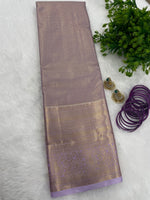 Gold n Lilac Brocade Semi Kanchi Tissue Saree