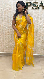 Yellow Pure Tissue Stripes Saree 11