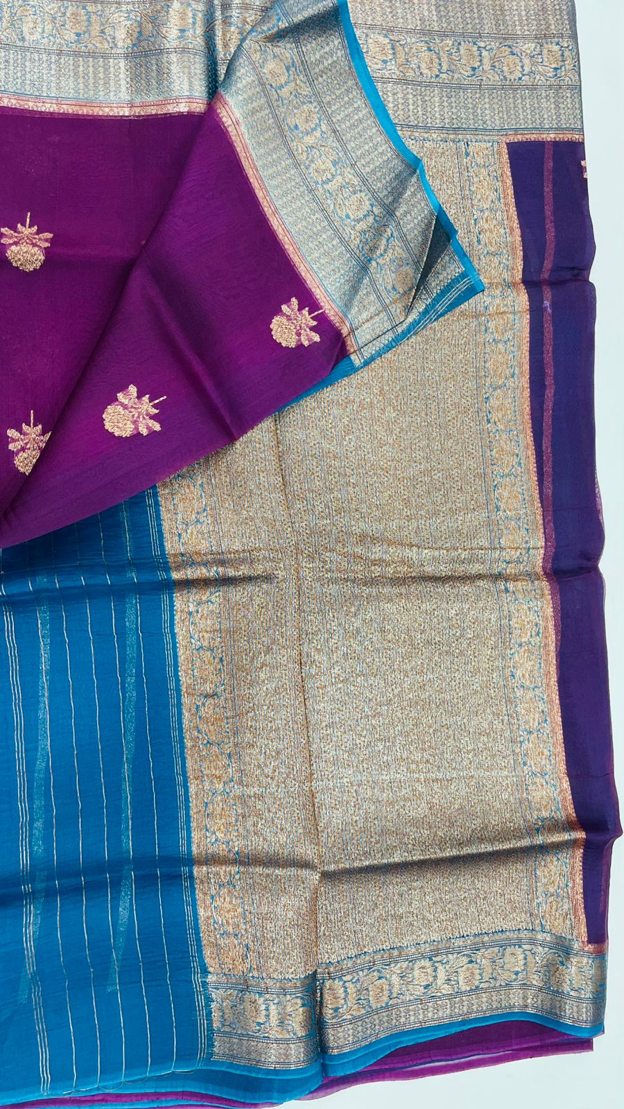 Wine Pure Kora Organza Antique saree 02