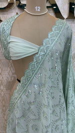 Pastel Green Handwork Designer Partyware Saree 98