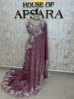 Onion Pink Handwork Stitched Blouse Designer Party Saree 55
