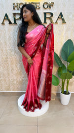 Pink n Red Matka Silk with Satin Border Saree 14