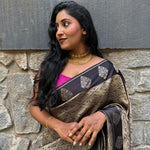 Black Banarasi tissue Saree 322