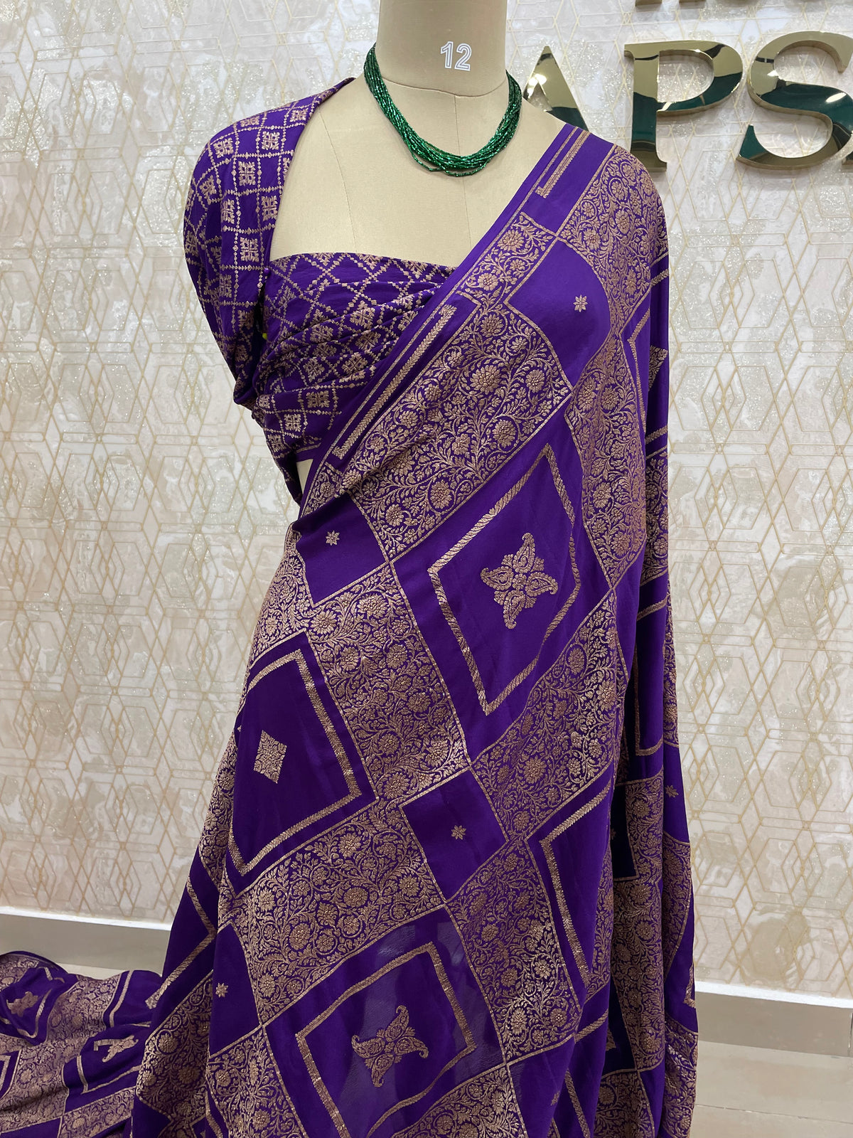 Purple Pure Banarasi Crepe Self Saree 03