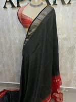 Black n Red Checks Cotton Silk Saree 13