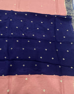 Peach n Navy Blue Tussur Crepe Sequence Work Saree 21