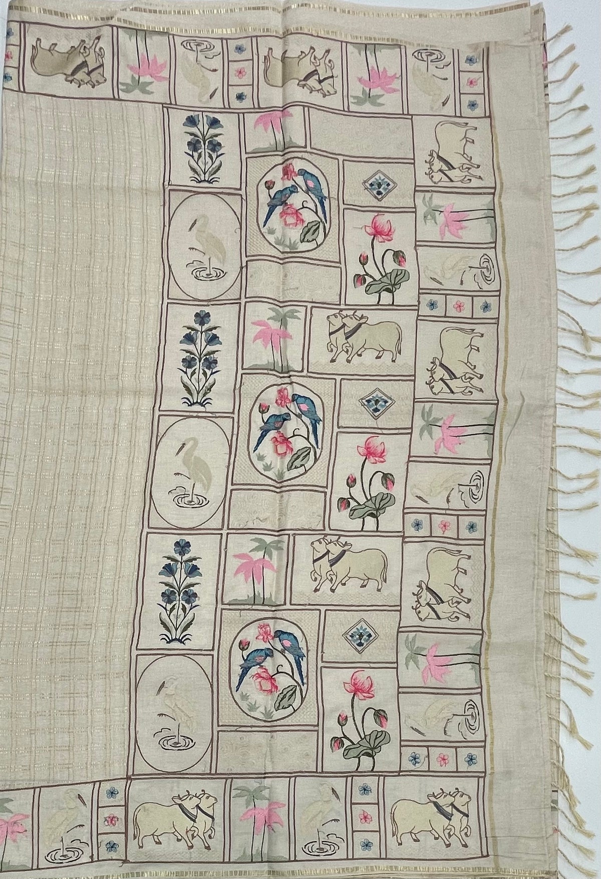 Cream Soft Tussur Embroidery Saree 21